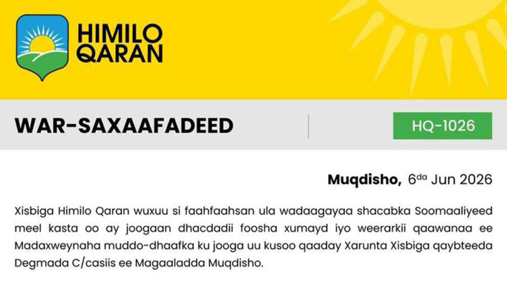 Himilo Qaran oo Cambaareeyay Weerarkii Xaruntiisa ee Degmada Cabdicasiis
